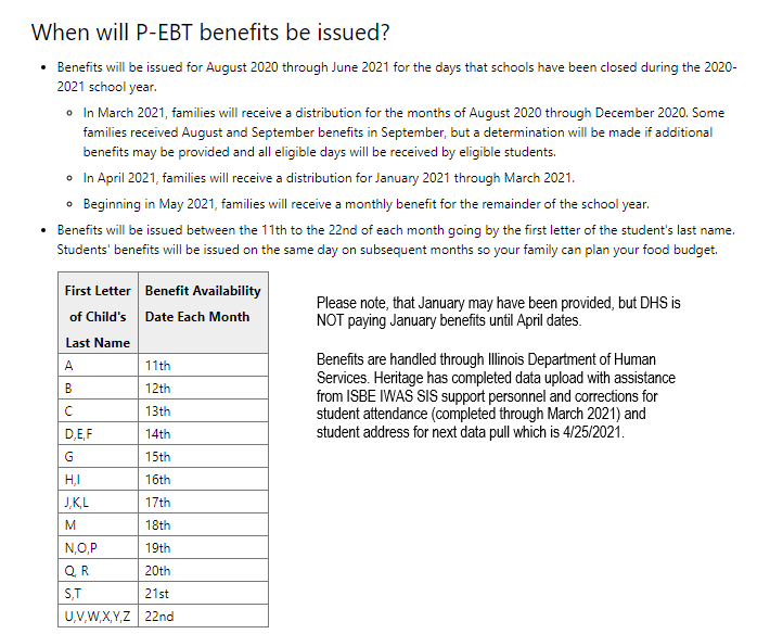 Pandemic Electronic Benefit Transfer (PEBT) Update April 23, 2021 for